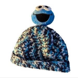 Handmade Crochet Child's Cookie Monster Beanie Hat